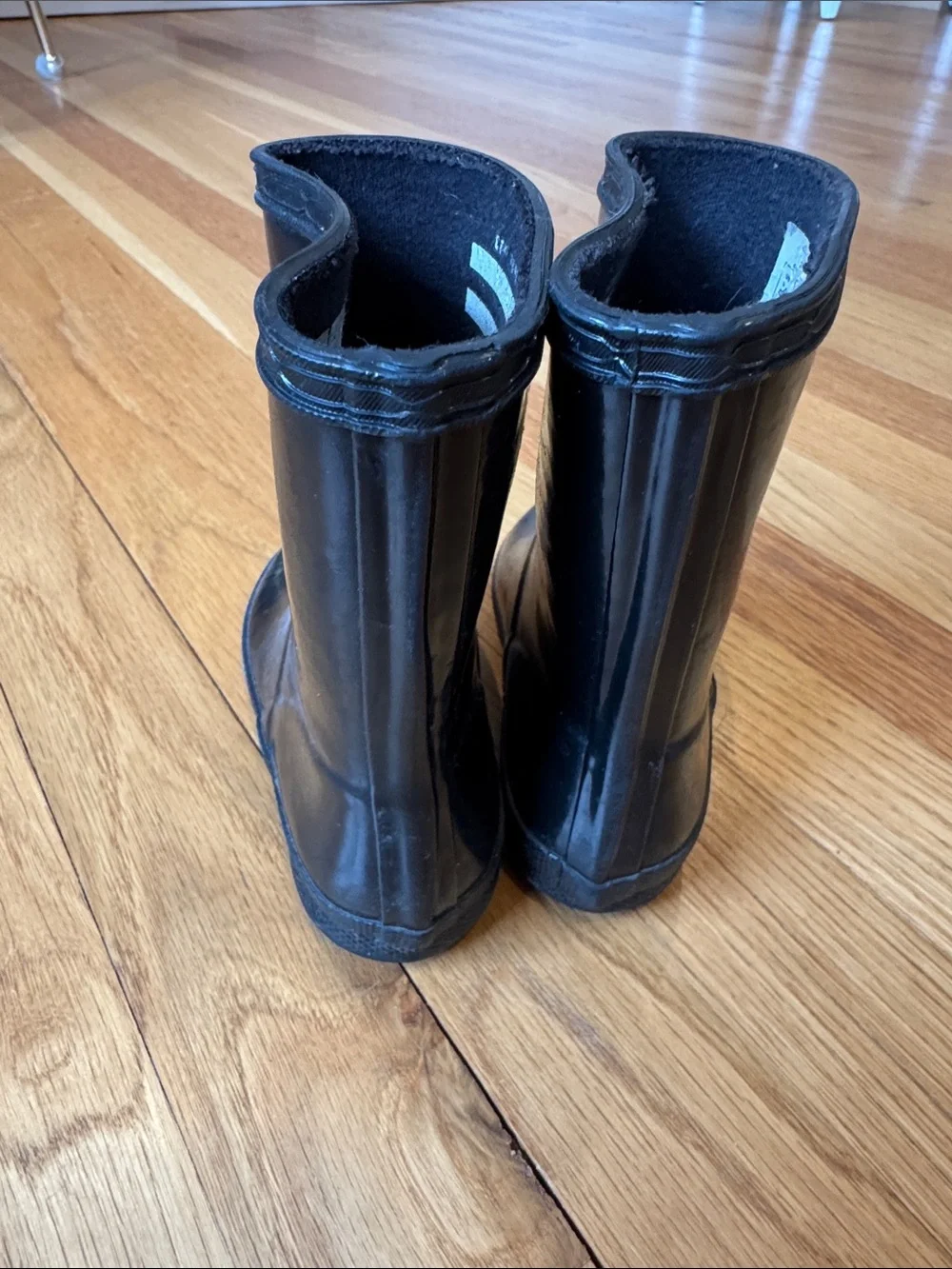 Hunter Kids Black Rain Boots with Red Logo